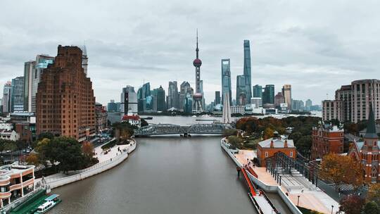 上海乍浦路桥航拍视频素材模板下载
