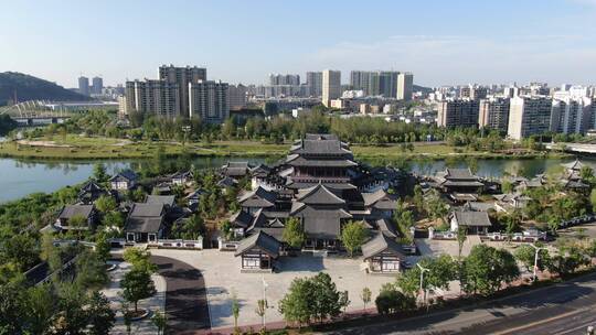 湖北咸宁永安阁风景区航拍