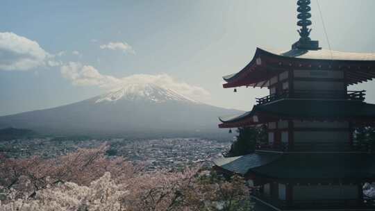 富士山，火山，日本，城市