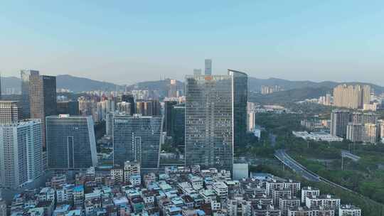 深圳岗厦村航拍大中华国际金融中心城市建筑