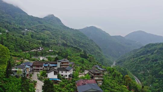 四川汶川村寨航拍