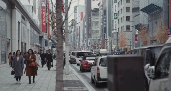 日本行人白天晚上城市车流