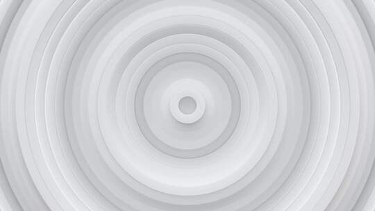 白色同心圆。无缝循环3D渲染动画
