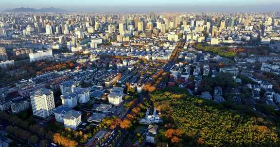 杭州西湖区城市风光航拍