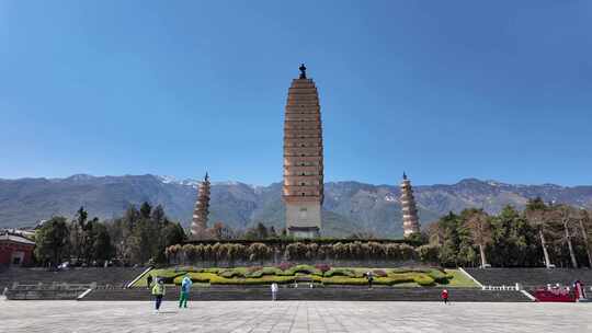 大理古城崇圣寺三塔4k航拍