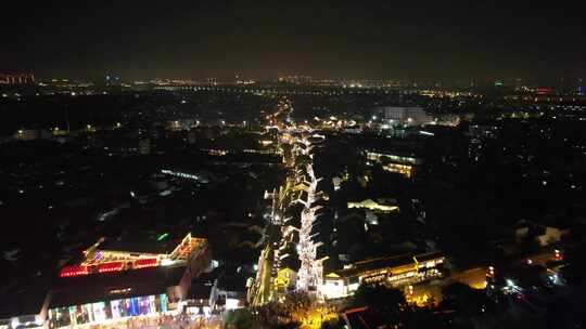 江苏苏州城市夜景大景航拍