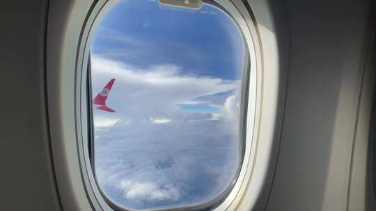 飞机机舱内看到的云海视频素材模板下载