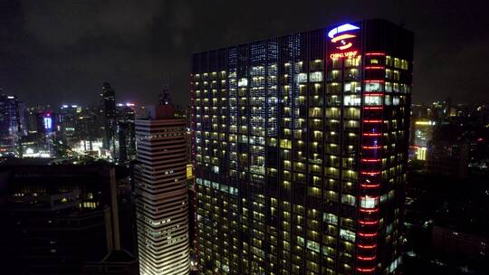 广州天河珠江新城航拍写字楼耀中广场夜景