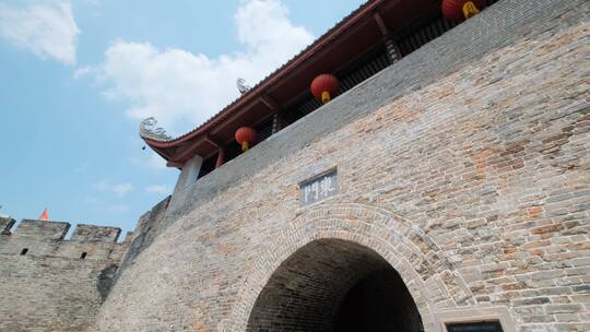 广西柳州东门城楼城墙视频素材模板下载