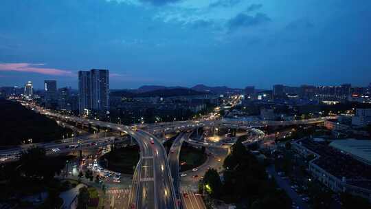 江苏南京城市夜景交通车辆航拍视频素材模板下载