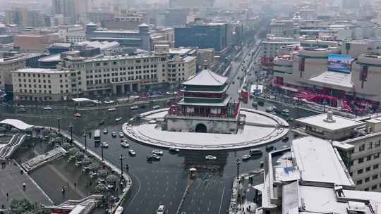 西安钟楼雪景