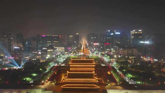 陕西西安永宁门夜景西安城墙夜景航拍