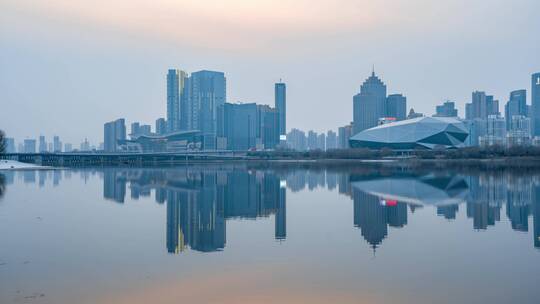 航拍沈阳浑河城市风光日转夜景延时视频素材模板下载