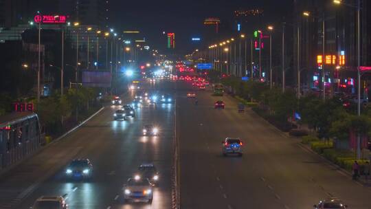 银川怀远市场夜景航拍延时