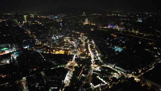 江苏南京城市夜景灯光秦淮河夜景航拍