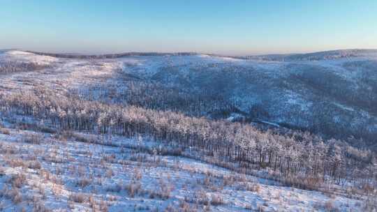 大兴安岭冬季雾凇雪景风光