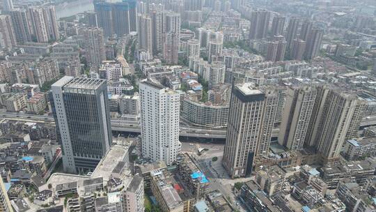 航拍湖北宜昌城市天际线视频素材模板下载