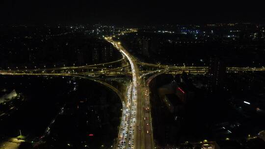江苏南京城市夜景交通航拍