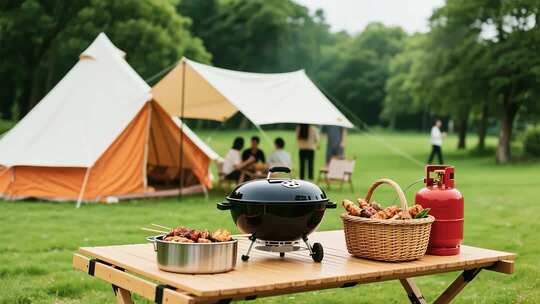 户外露营野餐烧烤场景