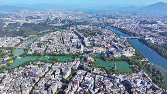 桂林中心城区航拍视频素材
