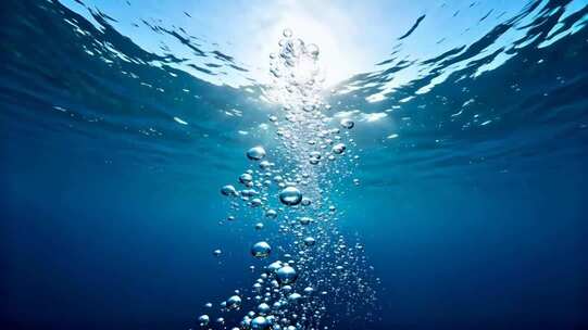 水下上升的气泡画面