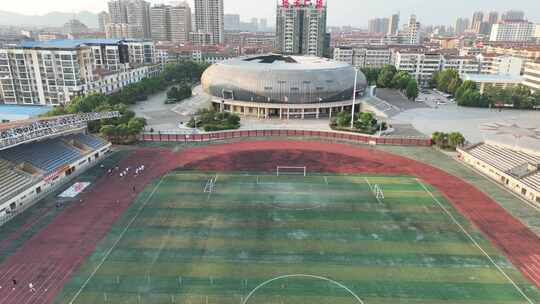 操场航拍武穴市体育局体育馆