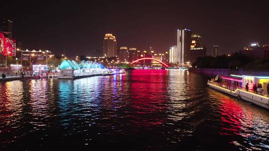 城市河道夜景视频素材模板下载