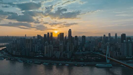 4K大气城市航拍日出日落夜景