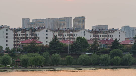 诸城 日转夜延时 四线城市  城市空镜头