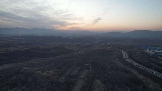 航拍 夕阳 日落 山川