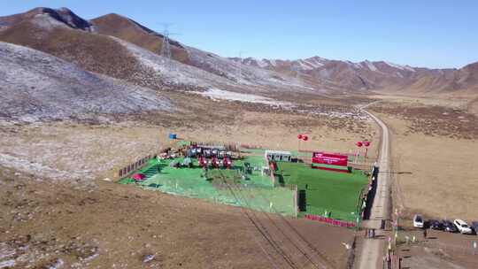 4K青藏高原特高压电力建设放线施工05视频素材模板下载