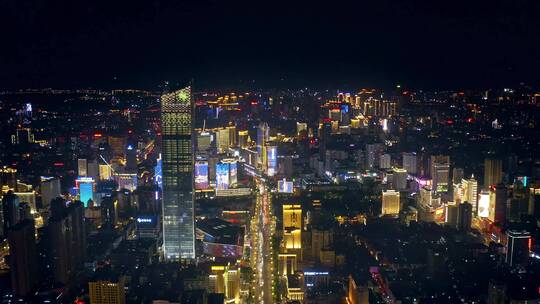 昆明市中心夜景航拍