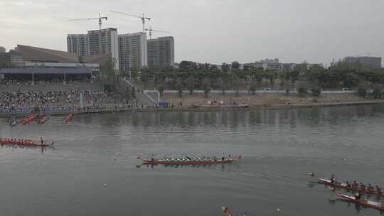划龙舟龙舟比赛现场航拍