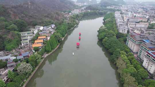 航拍广西桂林地标建筑桂林风光