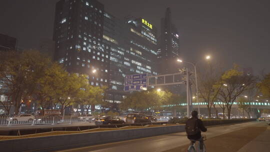 车流人流夜景 城市夜晚空镜