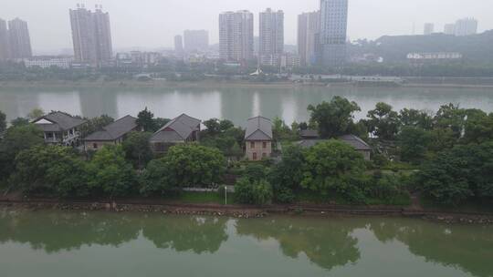 航拍湖南衡阳东洲岛4A景区