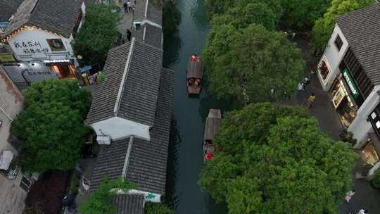 苏州平江路平江古巷小桥流水（航拍素材）