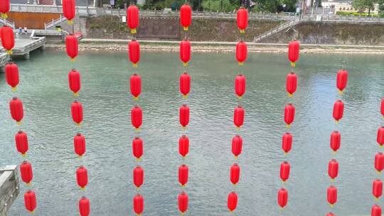 红灯笼装饰—喜庆红色灯笼—传统节日视频素材模板下载