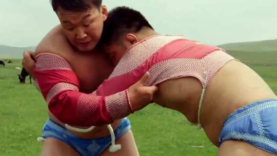 内蒙古 摔跤 表演唯美慢镜草原运动