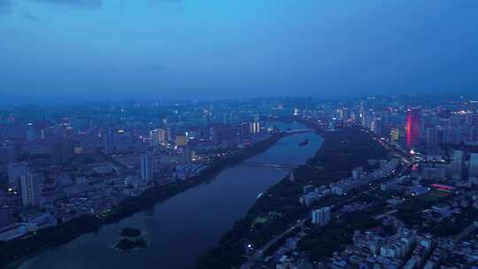 南宁 邕江 夜景 大景 全景 航拍