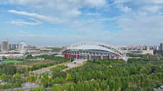 潍坊市奥林匹克公园航拍视频素材模板下载