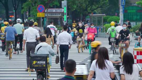 行人红绿灯过马路视频素材模板下载