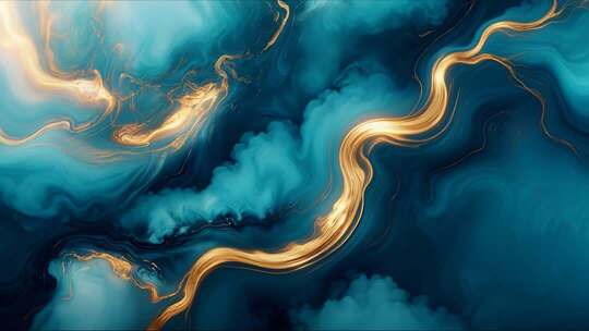 蓝金流动抽象艺术背景素材
