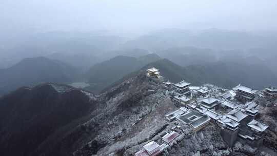 湖北随州大洪山冬季雪景航拍