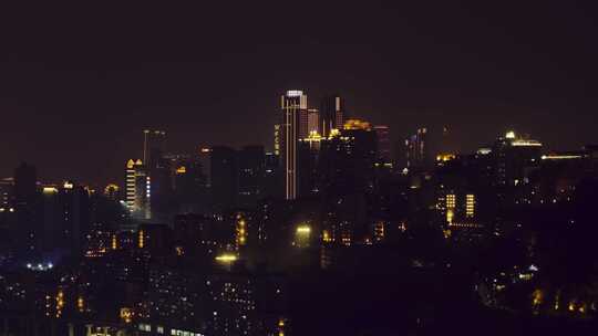 航拍重庆山城都市交通夜景