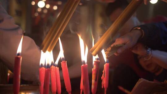 焚香祭拜素材寺庙香火不断