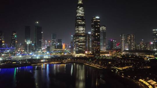 深圳南山区深圳湾夜景航拍