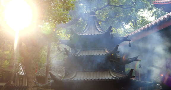 国庆节杭州上天竺寺庙香火