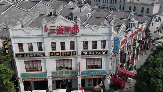 航拍广西南宁三街两巷中式古建筑古镇市中心