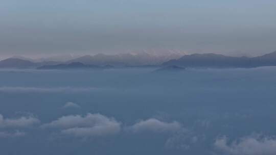 四川绵阳千佛山龙门山云海空镜